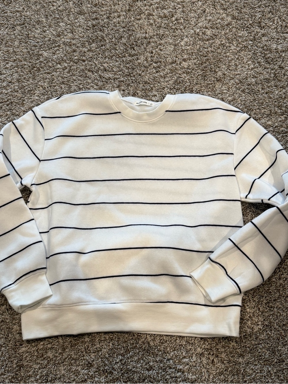 Striped Crewneck Sweater - White with Black Stripes
